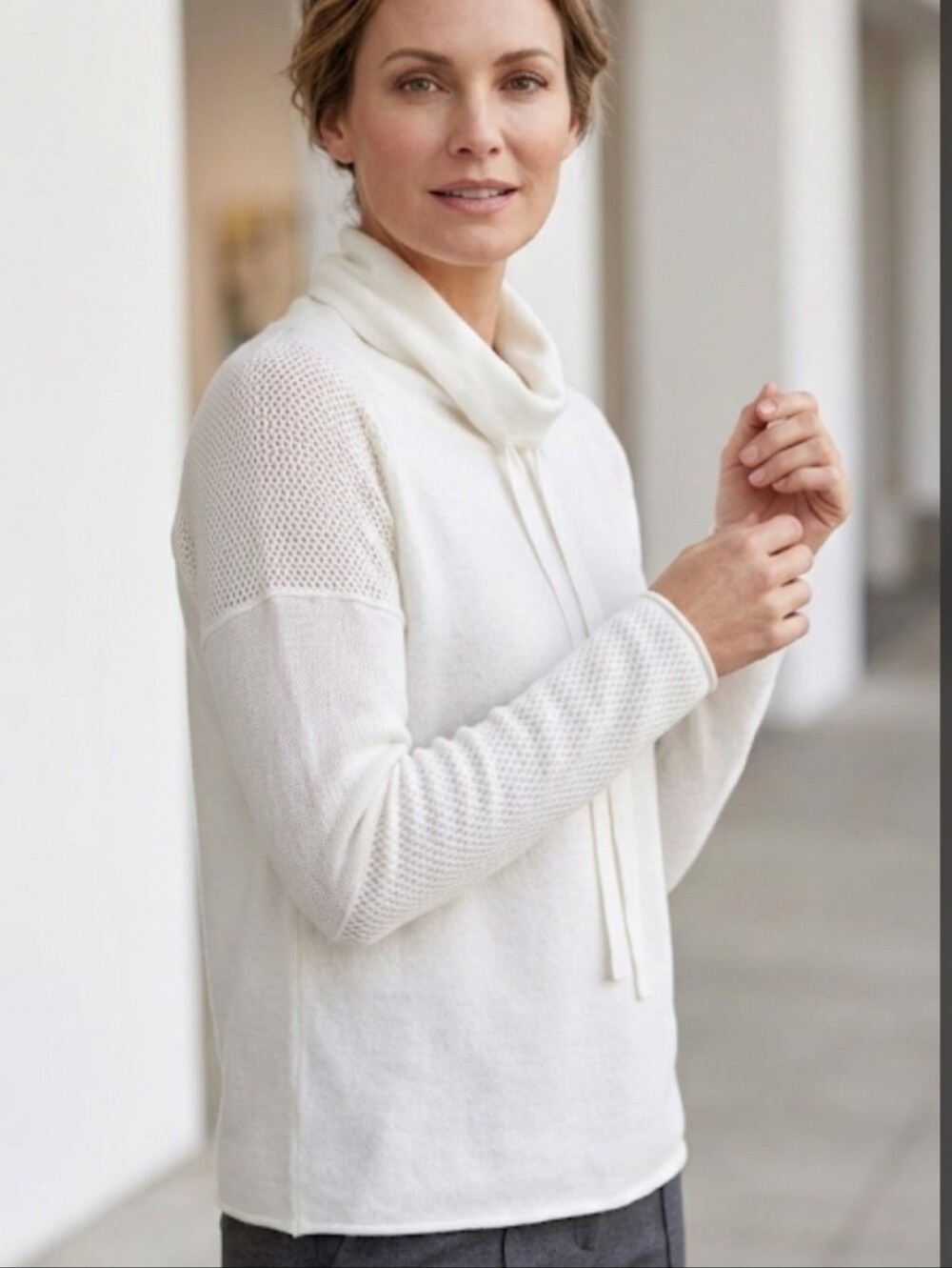 Kinross White Cowl Neck Sweater